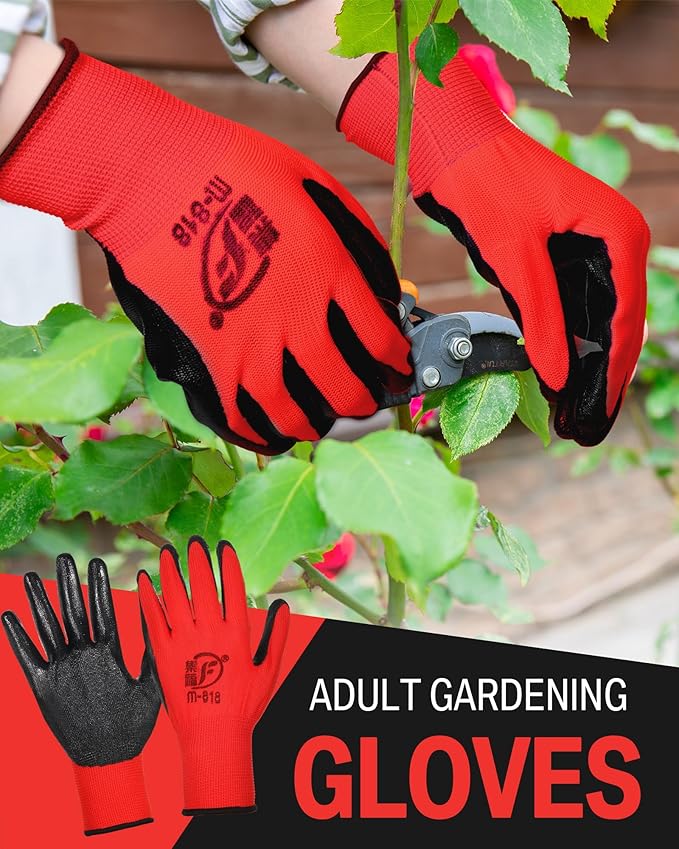Potchen 72 Pairs Gardening Work Gloves Bulk for Men Women, Rubber Coated Garden Multipack Safety Construction Glove