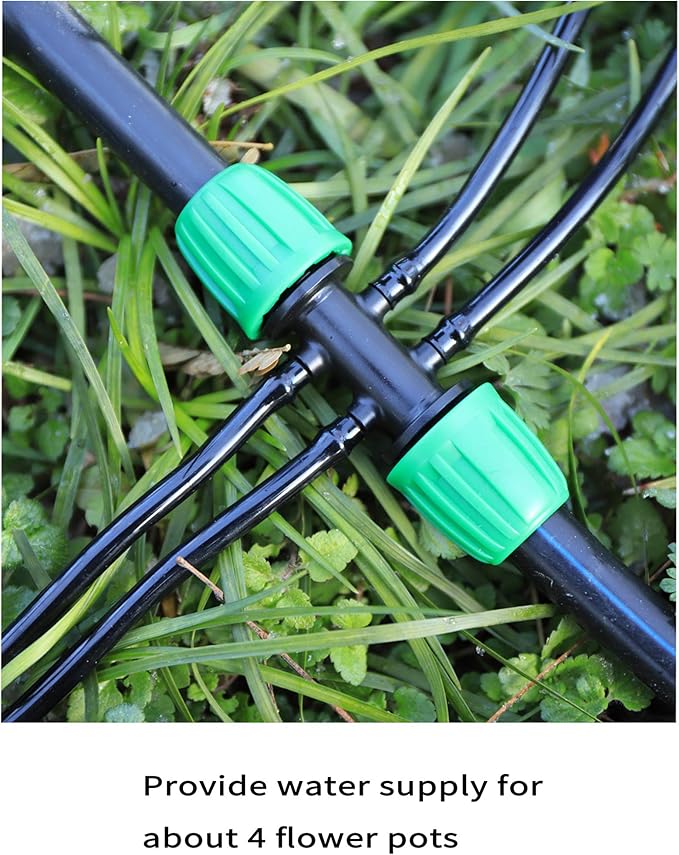 10 Pcs 1/2" to 1/4" Barbed Tee Connector, 1/2 Inch to 1/4 Inch Drip Irrigation Fittings Drip Line Reducer Tee Connectors 1/2" to 1/4" 6-Way Splitter Connectors for Garden Drip Irrigation System
