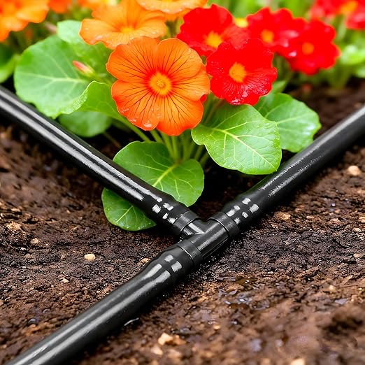 110 Pack Drip Irrigation 1/4" Barbed Tee Fittings, Drip Line Barbed T Connectors for 1/4 Inch Irrigation Tubing Micro Irrigation Connection Parts for Garden Sprinkler Systems