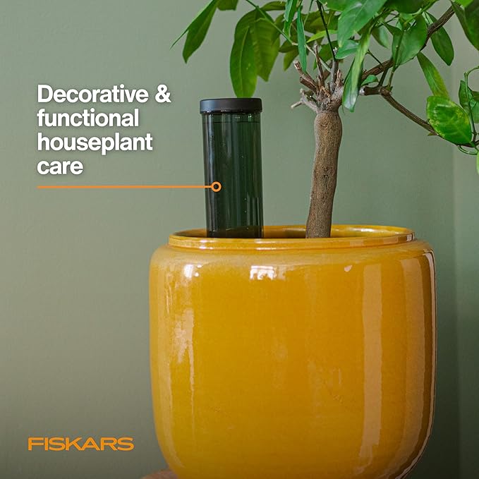 Fiskars Watering Spike for Indoor Plants, Self-Watering Device to Water Plants While Away, Continuous Hydration for Care on Vacation & Travel, Porous Ceramic Cone Stake for Slow Release, 11.75 oz