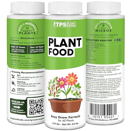 Plant Food – Liquid Fertilizer for All Plants, Lush Growth & Strong Roots, 1 Gallon