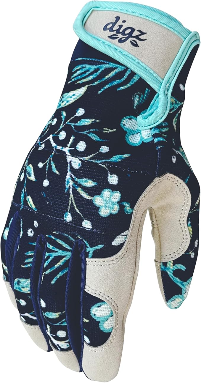 Digz Women's Small Outdoor and Work Gardener Gloves, Spandex, Navy Blue