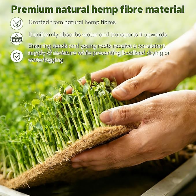 KEOHOLI 10" x 217" Microgreens Growing mat,Grass Seed mat, Natural Hydroponic Pad for Wheatgrass, Bean Sprouts, Pea Shoots, Indoor Organic Gardening Supplies