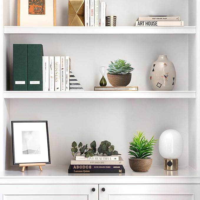 Artificial Plants Indoor with Pot, 2 Pack Fake Plants Indoor, Faux Succulents for Desk, Faux Greenery in Modern Farmhouse Decor, Home Decor Bathroom Bedroom Decor Aesthetic Coworker Gift