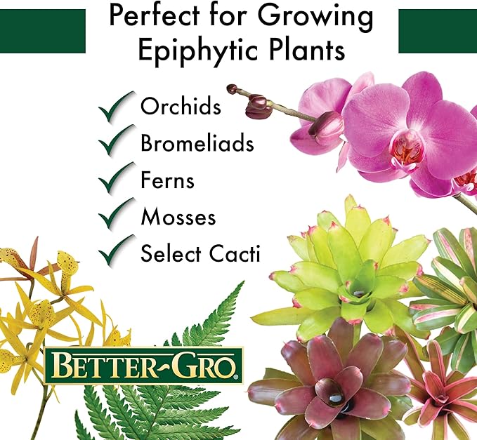 Better-Gro Orchid Bark-Premium Grade Orchid Potting Medium for Potting,Repotting,Root Development,and Water Retention,Ideal for Phalaenopsis,Epiphytic Orchids,and Tropical Plants-4 Quarts,(Pack of 2)