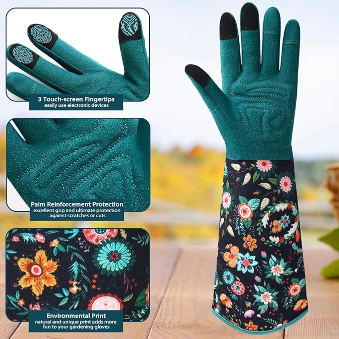 Trifabricy Gardening Gloves for Women, Breathable Leather Garden Gloves with Grip, Thorn-Proof Puncture-Resistant Work Gloves