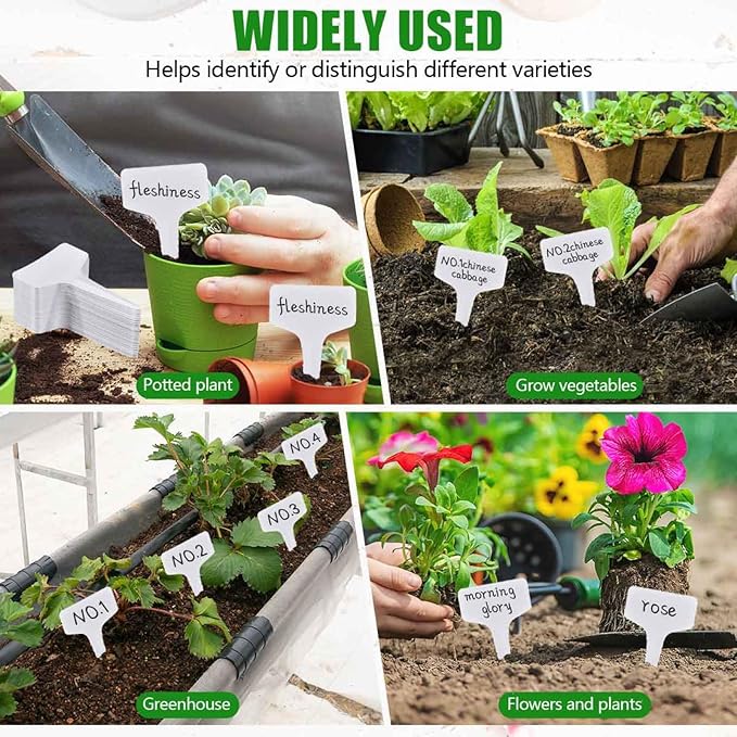 WSSROGY 360 Pcs T-Type Plastic Garden Plant Labels Tags Markers with Marker Pens for Outdoor Plants Name
