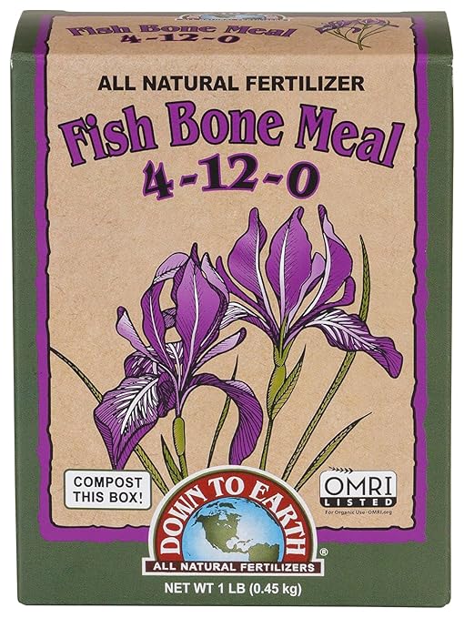 Down To Earth All Natural Fertilizers Organic Fish Bone Meal - High Phosphorus Plant Food for Buds, Bulbs, Blooms, Flower Beds 4-12-0, 1 lb