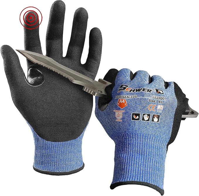 Schwer A4 AIR-SKIN Cut Resistant Work Gloves with Extreme Lightweight & Thin, Grip Glove for Fishing, Refined Work, Gardening Gloves for Yard, Touchscreen, 3D-Comfort Fit, Men Women Gifts, AR3900, XL