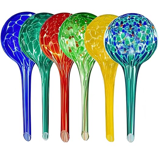 Plant Watering Globes - 6 Pack Colorful Glass Self Watering Bulbs for Plants, Automatic Plant Watering Devices for Indoor & Outdoor Use