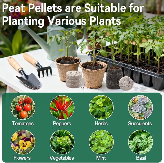Halatool 55 Pcs 30mm Peat Pellets Block Potting Soil for Seedlings, Compressed Garden Soil Seed Starter Nutrient Peat Pods for Starting Seeds, Planting Flowers, Vegetables, Herbs