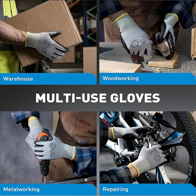 S SATC Safety Work Gloves Foam Nitrile Coated Touchscreen Knit Nylon Gloves for Men & Women, Ideal for Gardening, Warehouse