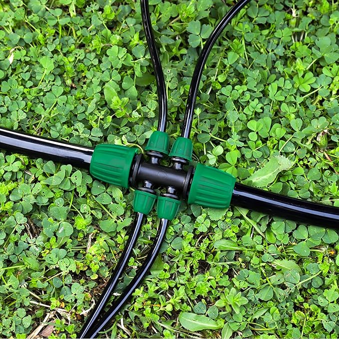 10 Pcs 1/2 to 1/4 inch Garden Hose Tubing Irrigation Fittings,6-Way Anti-Leak 1/2'' to 1/4'' Locked Barbed Drip Irrigation Tee Connectors (1/2"IDx0.6-0.63"OD) 1/2'' to 1/4'' Irrigation Tubing Fitting