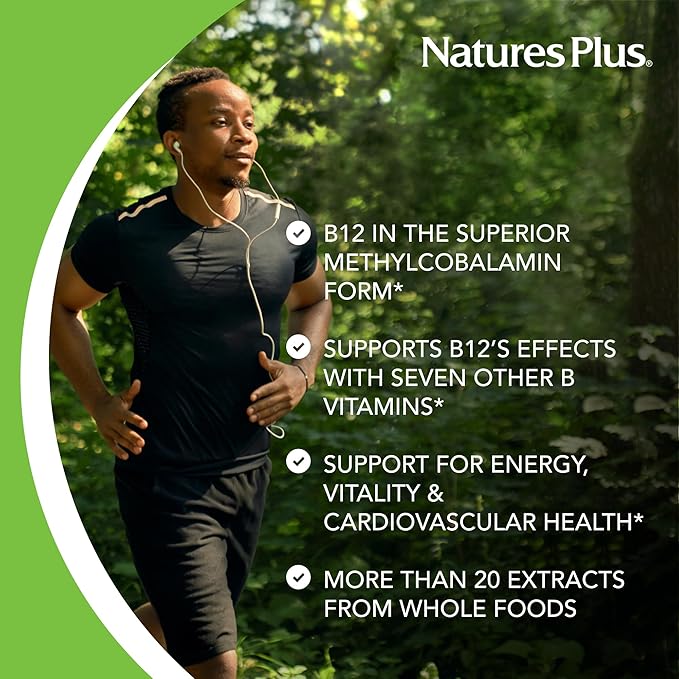 NaturesPlus Source of Life Garden Vitamin B12 - 60 Capsules - Includes 20+ Whole Food Extracts - USDA Certified Organic, Non-GMO, Vegan, Gluten Free - 30 Servings