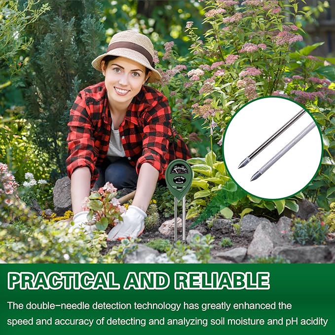 Soil Moisture Soil Tester PH Meter Plant Monitor Sensor for Gardening, Farming Lawn,Test Kit Tool, Digital Plant Probe for Indoor and Outdoor Plants No Batteries Required