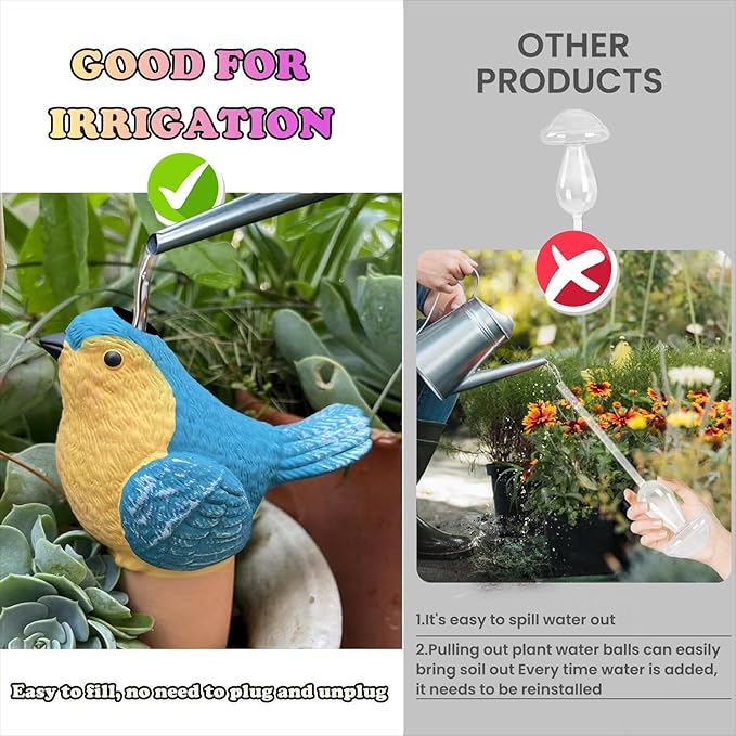 4 Pack Lucky Magpie Terracotta Plant Watering Spikes, 100ml terracotta spikes for watering plants, Attract Fortune While Hydrating Plants for 3-5 Days, Graceful Garden Guardians, Gift for Plant Lovers