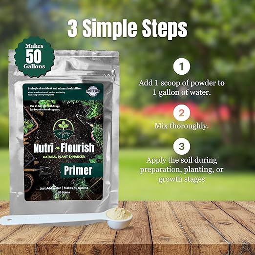 Primer – Natural Plant Enhancer | Soil & Root Support for Healthy Growth | Beneficial Bacteria Formula for Vegetables, Flowers & Ornamentals | Garden & Potting Mix Booster, 55g