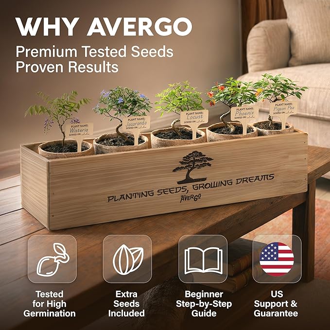 Bonsai Tree Kit for Beginners – 5X Unique Japanese Bonzai Trees, Complete Indoor Bonsai Starter Kit for Growing Bonsai Plants w/Tools & Planters – DIY Christmas Gardening Gifts for Mom