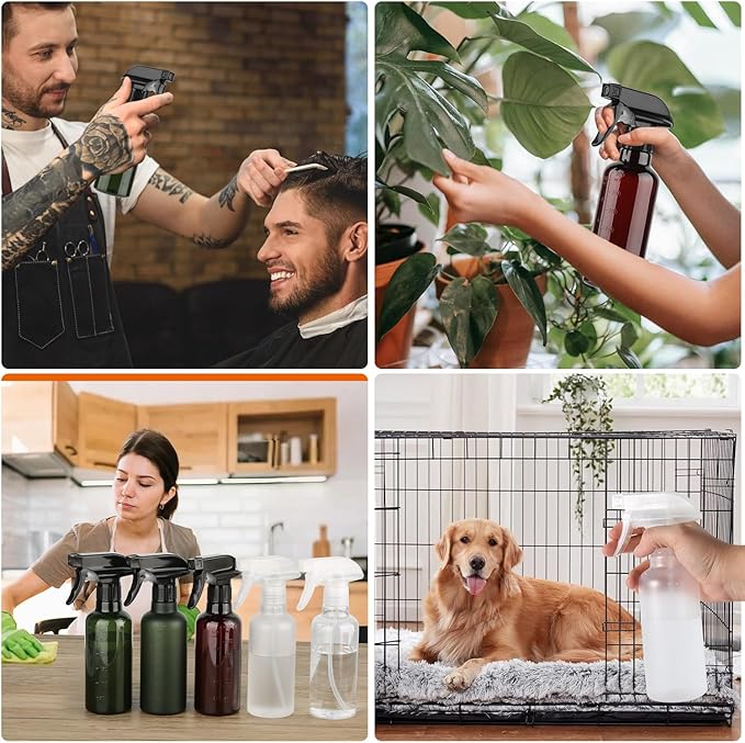 Plastic Spray Bottles (2 Pack 10 oz), Leakproof Adjustable Fine Mist & Jet Stream Nozzle, Premium BPA-Free Plastic Multi-Purpose for Hair, Plants, Cleaning (2 PACK CLEAR)