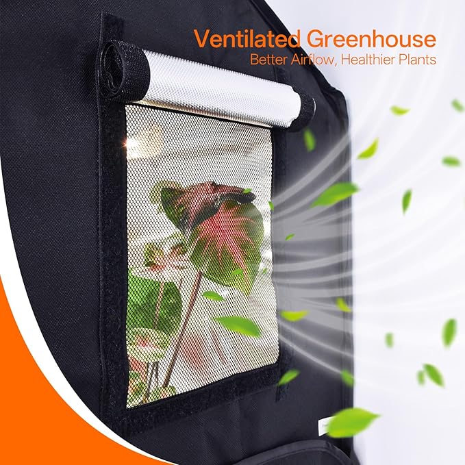 Bstrip Indoor Greenhouse with Grow Light, GM3 Mini Grow Tent with Oxford Fabric, Waterproof Base Mat&Ventilation Window for Seed Starting&Plant Growth, 18W Grow Light with Timer, 23.8"x15.7"x20.5"