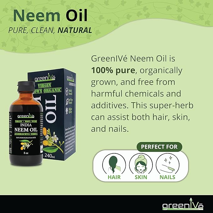 GreenIVe 100% Pure Neem Oil Bulk Size Cold Pressed Virgin Unrefined Hexane Free Natural Plant Based Non-GMO Hair & Skin Care - Nail Cuticle, Pet, Plant Care Gallon Bulk 128 fl oz 1 Gallon