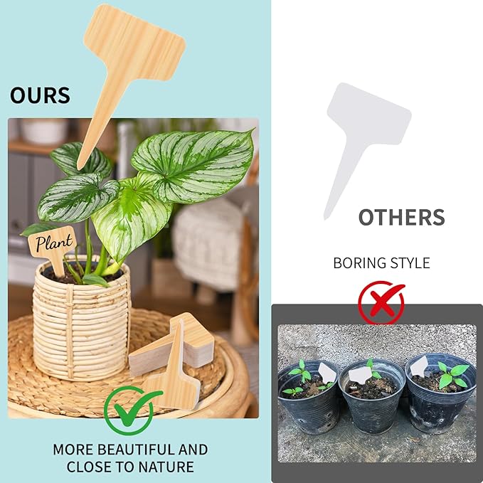180PCS Plant Labels, T-Type Plastic Tags with Marker Pen, Waterproof Garden Signs Tags for Outdoor Garden Patio Herbs Flowers Vegetables Nursery Pot (4" x 2.4")