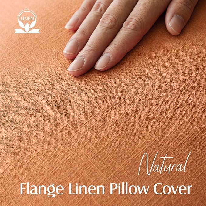 Foindtower Pack of 2, Decorative Linen Soild Throw Pillow Covers Soft Accent Euro Cushion Case Boho Farmhouse Pillowcase for Chair Couch Sofa Bedroom Living Room Home Decor 20 x 20 Inch Dusty Orange