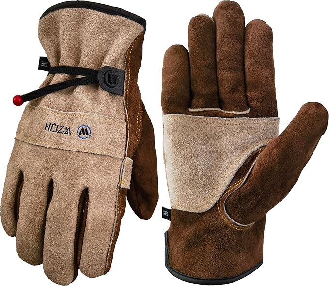 WZQH Leather Work Gloves for Men or Women. X-Small Glove for Gardening, Tig/Mig Welding, Construction, Chainsaw, Farm, Ranch, etc. Cowhide, Cotton Lined, Utility, Firm Grip, Durable. Coffee-grey XS