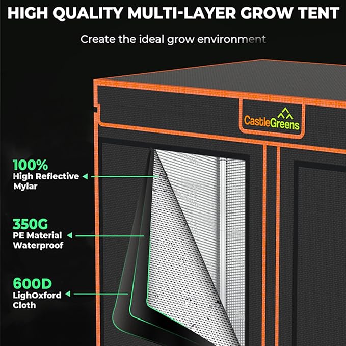 48"x24"x72" Multi-Storey Grow Tent, Extra-Large Observation windows, Heavy-Duty 600D Mylar Plant Tent, Waterproof Growing Tents, Fit in Indoor Planting, Hydroponics, 4-Layers of seedlings
