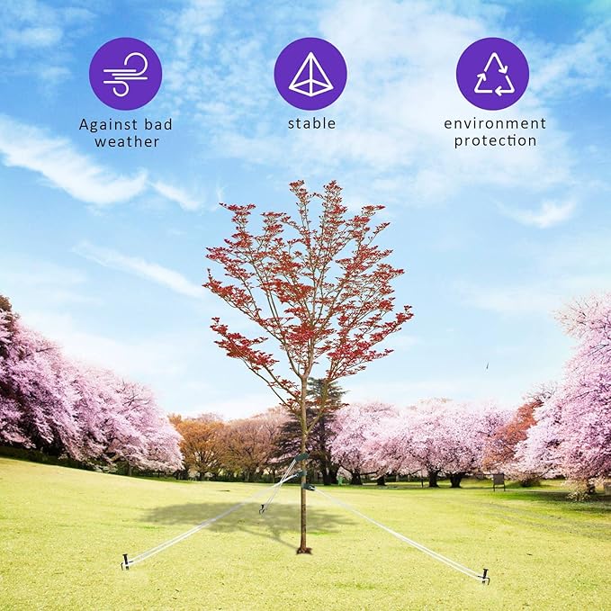 Tree Stake Kit, Heavy Duty Steel 11.8 Inch Steel Tree Stakes and Supports for Young Tree Anti Strong Wind, Leaning Tree Anchor Straightening Kit (4)