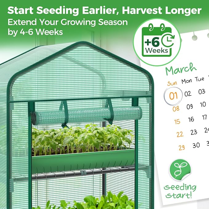 Ohuhu Mini Greenhouse for Indoor Outdoor, Small Plastic Plant Green House 4-Tier Rack Stand Portable Greenhouses with Durable PE Cover for Seedling, 2.5x1.6x5.2 FT, Ideal Gardening Gifts for Women Men