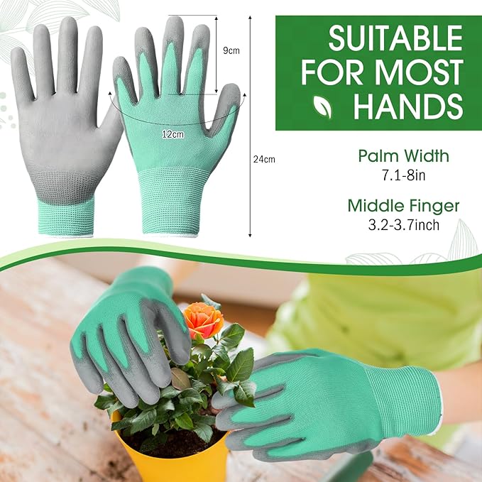 Maxdot 24 Pack Gardening Gloves for Women 3 Colors Womens Work Gloves PU Coated Grip Work Gloves Outdoor Gloves for Weeding Digging and Pruning