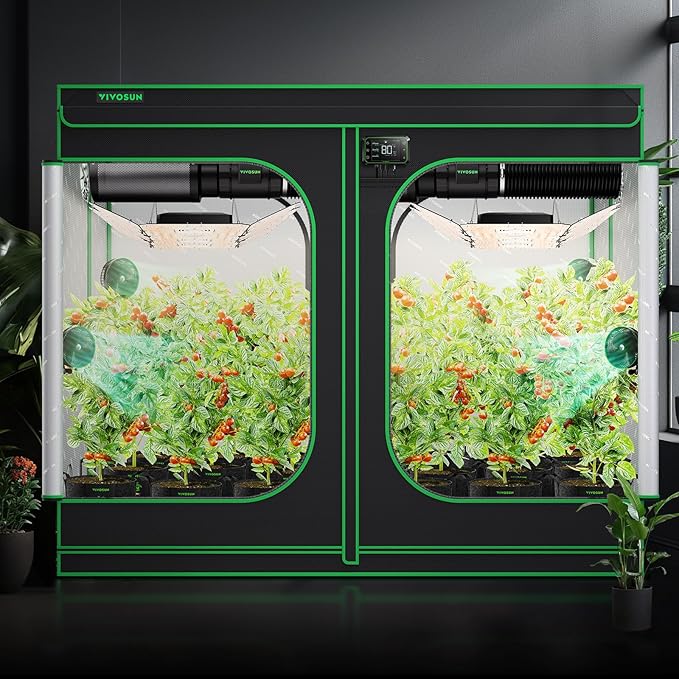 VIVOSUN S888 8x8 Grow Tent, 96"x96"x80" High Reflective Mylar with Observation Window and Floor Tray for Hydroponics Indoor Plant for VS4000/VSF4300
