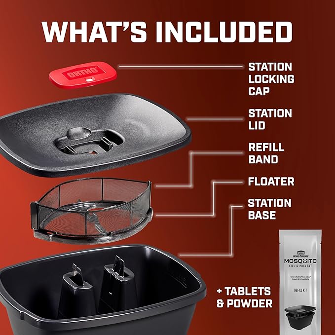Ortho Home Defense Mosquito Kill and Prevent - Controls Mosquitoes and Larvae, Silent, Easy-to-Use, Mosquito Killer Protects up to 4,300 sq. ft., 1 Station & 2 Bands for 2 Months Protection