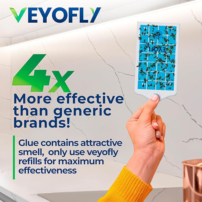 VEYOFLY Fruit Fly Trap Indoor (1 Device + 3 Refills), Gnat Catcher, Plug-in Light Insect Trap for House, Bug Killer