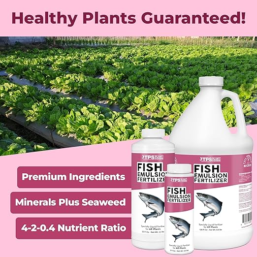 Fish Emulsion Fertilizer – Liquid Salmon Supplement for Fast Nutrient Uptake, Lush Green Growth & Stronger Roots, 1 Gallon