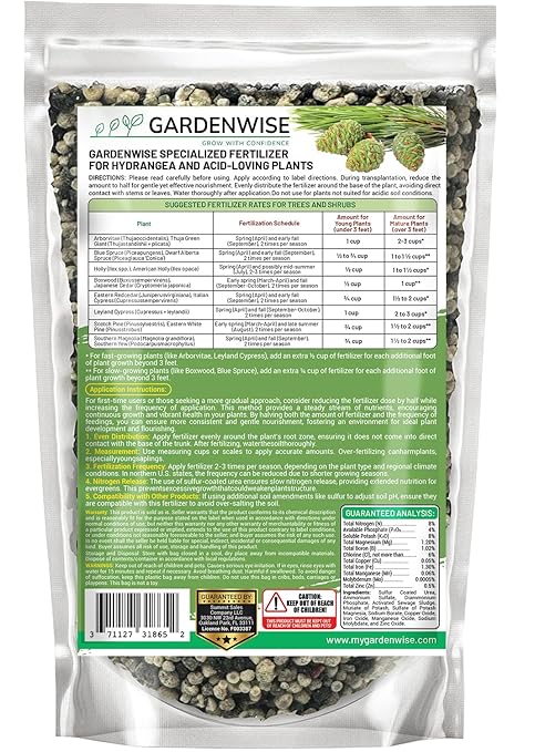 GARDENWISE Evergreen Fertilizer – All-Purpose Granular Plant Food for Outdoor Trees and Shrubs, Azaleas, Magnolias, Pines & Arborvitae – Slow-Release Formula (3 quarts)