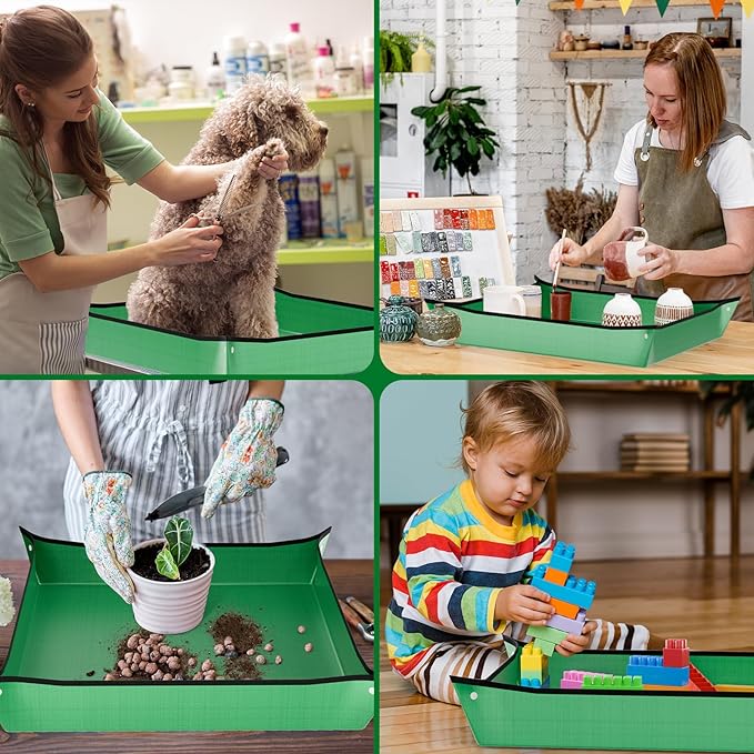 Repotting Mat for Indoor Plant Transplanting and Mess Control, 26'' x 26'' Waterproof Potting Succulent Tray Portable Gardening Mat Gift for Plant Lovers