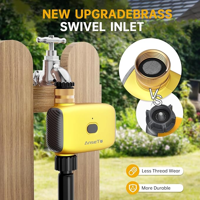 WiFi Water Timer for Garden WiFi Sprinkler Timer Outdoor, Irrigation Timers 1 Outlet Brass Inlet WiFi Hose Timers with APP Remote Control/Rain Delay/Manual for Garden/Lawn/Yard Watering System