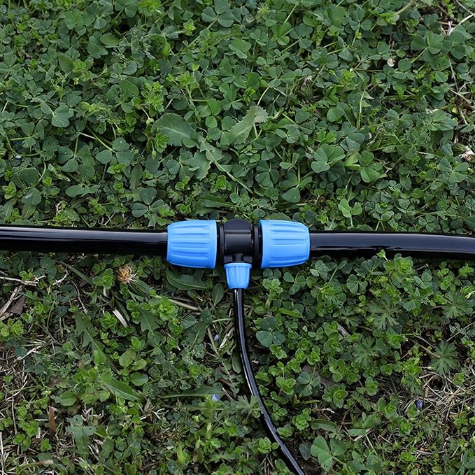 10 Pcs 1/2 to 1/4 inch Garden Hose Tubing Irrigation Fittings,3-Way Anti-Leak 1/2'' to 1/4'' Locked Barbed Drip Irrigation Tee Connectors (1/2"IDx0.6-0.63"OD) 1/2'' to 1/4'' Irrigation Tubing Fitting