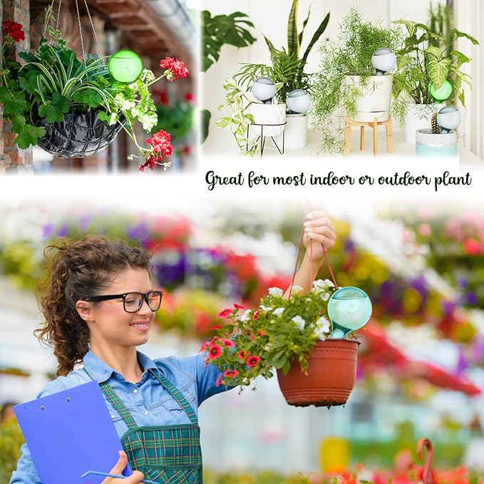 10 Pcs Plant Watering Globes Colored 2 Size Self Watering Globes Automatic Watering Bulbs Plastic Plant Water Globes Drip Irrigation Device for Indoor Outdoor Plants