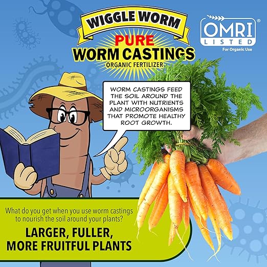 Wiggle Worm 100% Pure Organic Mineral-Dense Worm Castings Fertilizer, 30lbs, Pack of 3 - Improves Soil Fertility and Aeration for Growing Better Houseplants, Vegetables, and More