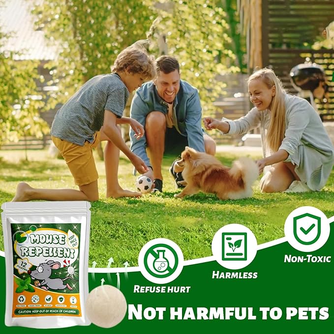 Mouse Rodent Repellent-Peppermint Oil Insect Repellent Balls Repels Rats, Squirrels & Spiders, Ants, Roach and Rodents,Pest Control for Indoor/Outdoor, Garage, Attic & RVS Protection