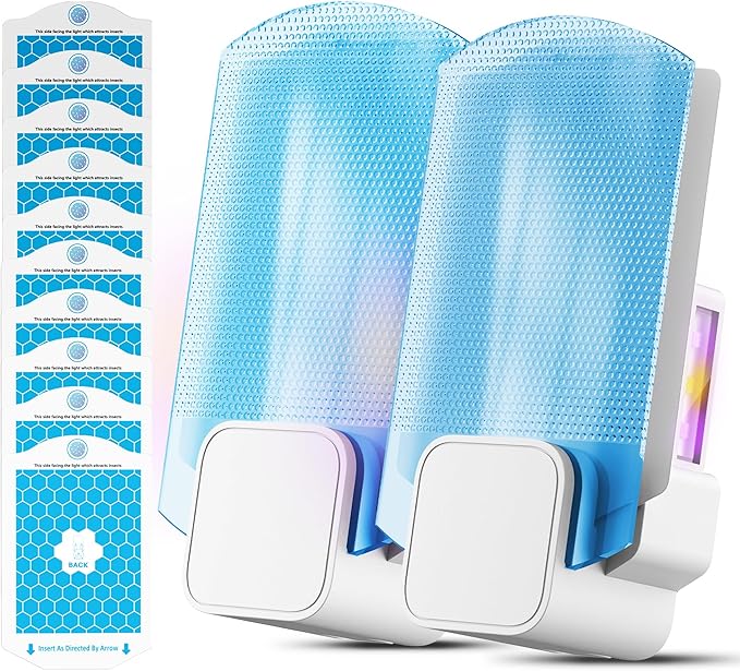 2 Flying Insect Traps+10 Refill Cartridges, 2026 2nd Gen, Fruit Fly Trap Indoor, Gnat Killer Plug-in, Multi-Spectrum LED Flying Insect Trap, No-Mess Bug Zapper, 7*24hrs Pest Control, Plant & Pet Safe
