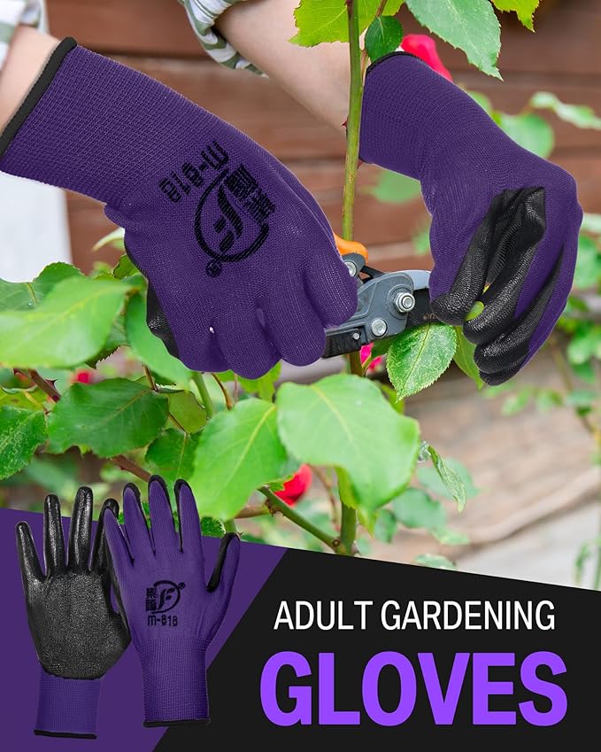 Potchen 72 Pairs Gardening Work Gloves Bulk for Men Women, Rubber Coated Garden Multipack Safety Construction Glove