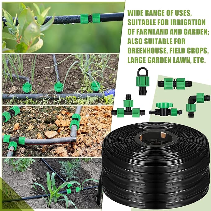 1000 ft 5/8 Inch Drip Tape Irrigation Kit Drip Tape 16 Mil 8" Spacing Hose Garden Watering Tubing System Automatic Irrigation Equipment for Plant, Landscape, Yard, Lawn and Farm