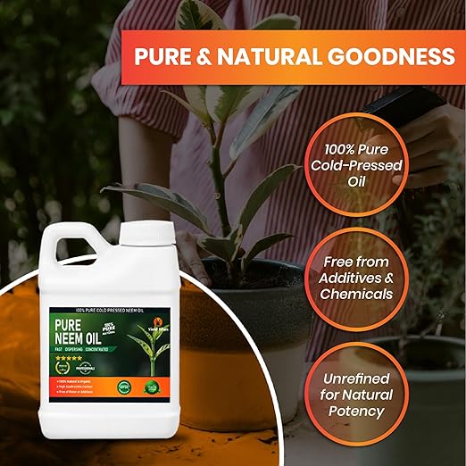 100% Pure Cold-Pressed Neem Oil – Multi-Purpose Natural Neem Oil Extract (16OZ)