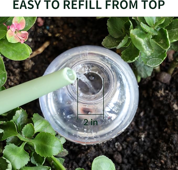 Soilagua 19 oz Extra Large Plant Self Watering Globes Top Fill, Plastic Water Bulbs, Slow Release Terracotta Self Watering Planter Insert, Plant Watering Devices System, Water Spikes Stakes, 2 Pack