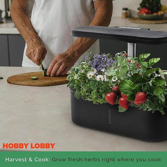 Smart 10 Pod Herb Garden Planter Indoor Kit for Growing Basil, Mint, Thyme & More - Self Watering Indoor Garden Hydroponics Growing System w/ Health Tracker - Low Maintenance Home Gardening Gifts
