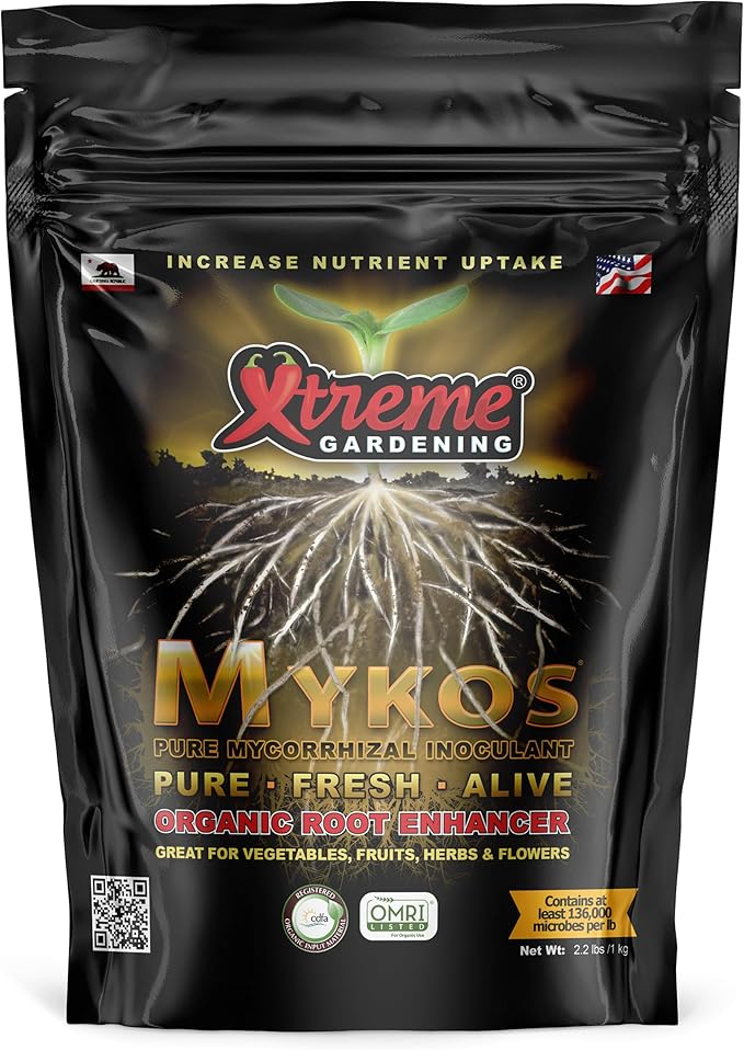 Xtreme Gardening Mykos 2.2 lb – Mycorrhizal Fungi Root Stimulator for Plants – Organic Root Booster for Stronger Roots, Bigger Growth & Higher Yields – Mycorrhizae for Vegetables, Flowers & Trees